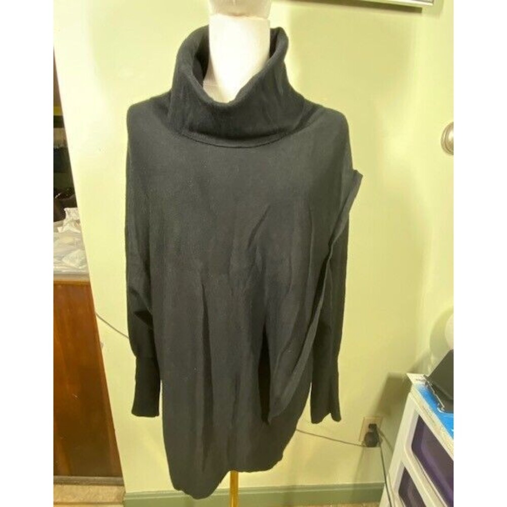 Joseph A Qu'est-Ce Que C'est Silk? Women Sz L Black Cowl Neck Long Sleeve Blouse